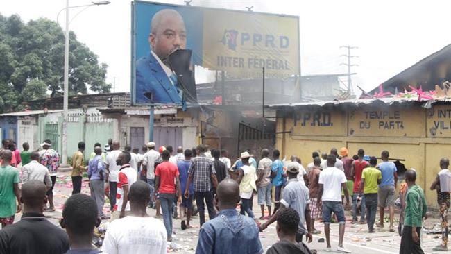 Protest against controversial plan by President Joseph Kabila to continue to stay in power
