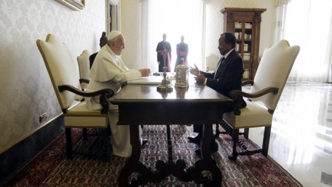 Biya meets the Holy Father Pope Francis