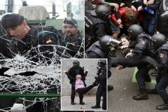 EU Democracy in action as Spanish police break up blockade of Catalan roads by separatist protesters