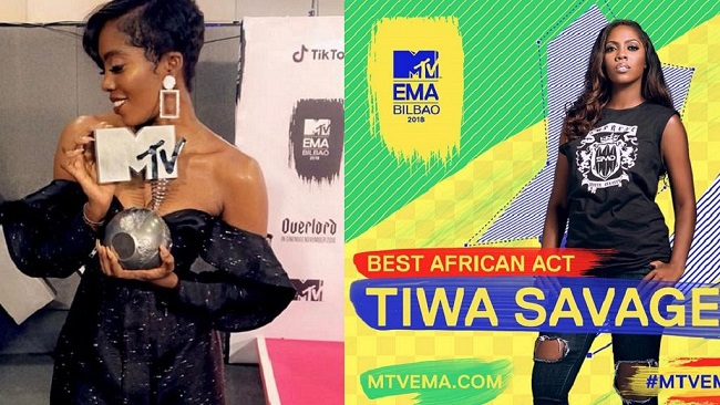 Nigeria’s Tiwa Savage dedicates MTV EMA award to ‘girls with dreams’
