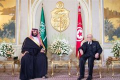 Saudi Arabia’s Crown Prince arrives in Tunisia as 100s protest his visit