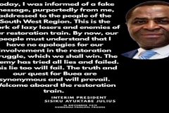 President Sisiku Ayuk Tabe says Southern Cameroons resistance will force French Cameroun troops out of Ambazonia