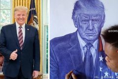 US: President Trump hails ‘wonderful’ Nigerian artist who drew his portrait