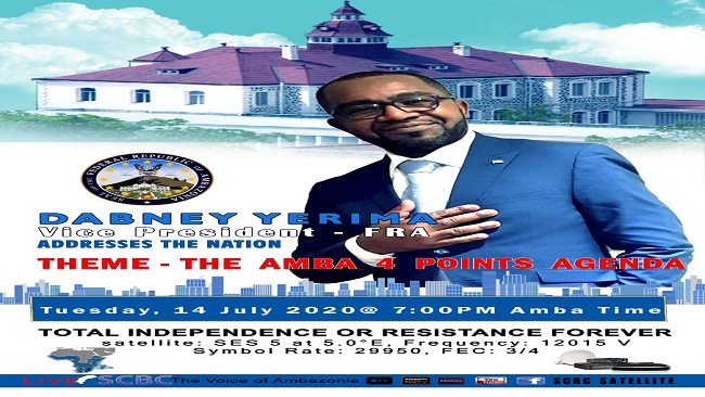 Ambazonia: Vice President Yerima to address the nation today at 7pm