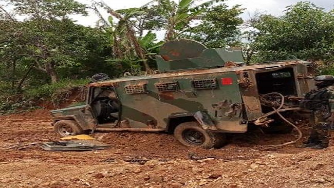 Southern Cameroons Crisis: Bui Warriors destroy Cameroon gov’t military vehicles and weapons