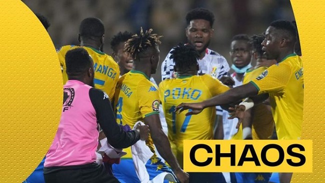 Africa Cup of Nations: Gabon v Ghana ends in chaos with on-pitch scuffle