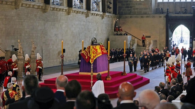 Queen Elizabeth II’s coffin arrives at Westminster to lie in state