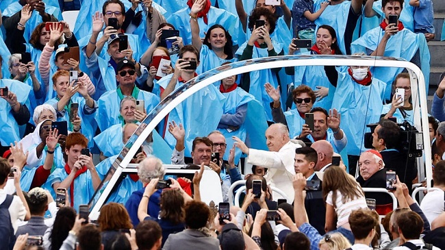 Pope Francis leads tens of thousands of people in mass at Marseille stadium