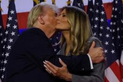 Trump and wife US: Donald Trump declares victory as he addresses jubilant supporters