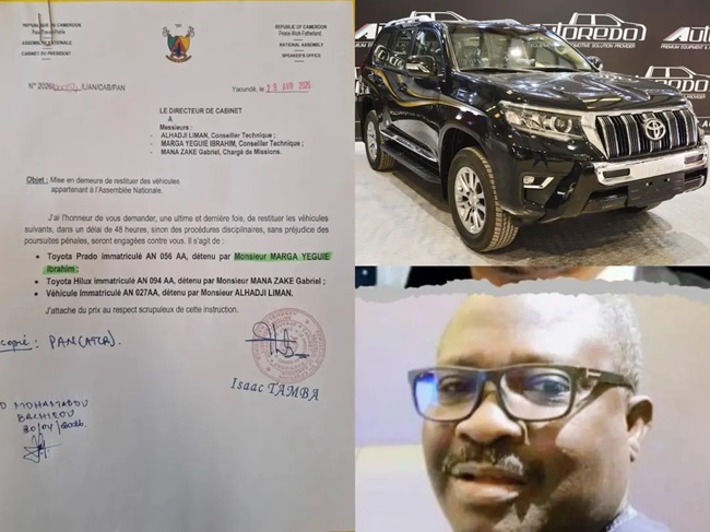 Yaoundé: National Assembly gives former speaker’s son 2 days to return official vehicle