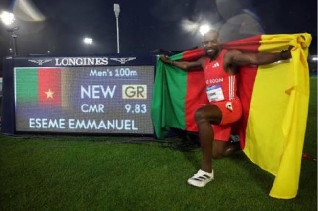 Eseme wins Commonwealth Games: Emmanuel Eseme wins 100m gold in record 9.83 seconds
